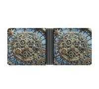 AQRJLPM Cool Steampunk Gears Wallet with Money Clip Leather Bifold Wallet Slim Credit Card Holder Gift for Men