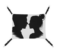 AQRJLPM Couple Face Silhouette Pet Hammock with Adjustable Straps and Metal Hooks Hanging Bed Soft Breathable Sleeping Hammock for Cats,Puppy,Rabbits,Small Animals