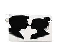 AQRJLPM Couple Face Silhouette Wallet Canvas Slim Lightweight Wallets Durable Zippered Card Holder for Men Women