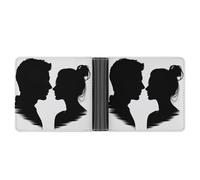 AQRJLPM Couple Face Silhouette Wallet with Money Clip Leather Bifold Wallet Slim Credit Card Holder Gift for Men