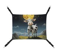 AQRJLPM Cow Over The Moon Pet Hammock with Adjustable Straps and Metal Hooks Hanging Bed Soft Breathable Sleeping Hammock for Cats,Puppy,Rabbits,Small Animals