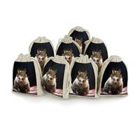 AQRJLPM Crown With Hedgehog Drawstring Pouches Reusable Burlap Soft Sachet Bag Multipurpose Cotton Small Jewelry Pouch for Party Wedding Storage Home Supplies (8 Pcs)