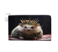 AQRJLPM Crown With Hedgehog Wallet Canvas Slim Lightweight Wallets Durable Zippered Card Holder for Men Women