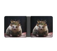 AQRJLPM Crown With Hedgehog Wallet with Money Clip Leather Bifold Wallet Slim Credit Card Holder Gift for Men