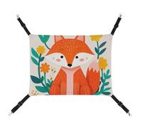 AQRJLPM Cute Animal Fox Flowers Pet Hammock with Adjustable Straps and Metal Hooks Hanging Bed Soft Breathable Sleeping Hammock for Cats,Puppy,Rabbits,Small Animals