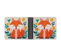 AQRJLPM Cute Animal Fox Flowers Wallet with Money Clip Leather Bifold Wallet Slim Credit Card Holder Gift for Men