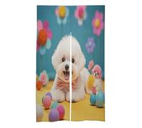AQRJLPM Cute Bichon Frise Dog Door Curtains Light Blocking Thermal Insulation Drapes Long Type Artistic Painting Tapestry Applicable Bedroom Room Living Room Doorway 34"x 57"