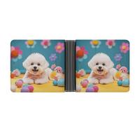 AQRJLPM Cute Bichon Frise Dog Wallet with Money Clip Leather Bifold Wallet Slim Credit Card Holder Gift for Men