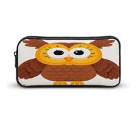 AQRJLPM Cute Big Brown Cartoon Owls Pencil Pouch Big Capacity Simple Marker Pouch Portable Aesthetic Zipper Pencil Case
