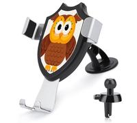 AQRJLPM Cute Big Brown Cartoon Owls Phone Holder Car Hands-Free Mount Holders for Dashboard Windshield Vent Metal Hook Clip Cell Phone Mount for All Smartphones & Car Models