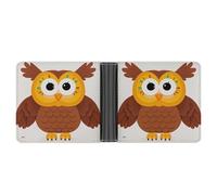 AQRJLPM Cute Big Brown Cartoon Owls Wallet with Money Clip Leather Bifold Wallet Slim Credit Card Holder Gift for Men