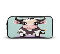 AQRJLPM Cute Black Cow Pencil Pouch Big Capacity Simple Marker Pouch Portable Aesthetic Zipper Pencil Case