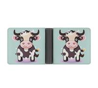 AQRJLPM Cute Black Cow Wallet with Money Clip Leather Bifold Wallet Slim Credit Card Holder Gift for Men