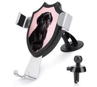 AQRJLPM Cute Black Pug Phone Holder Car Hands-Free Mount Holders for Dashboard Windshield Vent Metal Hook Clip Cell Phone Mount for All Smartphones & Car Models