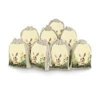 AQRJLPM Cute Bunny Drawstring Pouches Reusable Burlap Soft Sachet Bag Multipurpose Cotton Small Jewelry Pouch for Party Wedding Storage Home Supplies (8 Pcs)