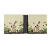 AQRJLPM Cute Bunny Wallet with Money Clip Leather Bifold Wallet Slim Credit Card Holder Gift for Men