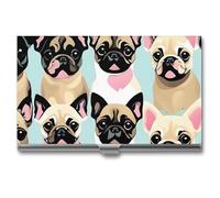 AQRJLPM Cute Chihuahua Pug Business Card Holder Business Card Case Pocket Card Holders Metal Slim Name Card Holder Professional Multi Wallet Credit Card ID Case for Men Women, silver, One Size