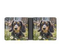 AQRJLPM Cute Dachshund Wallet with Money Clip Leather Bifold Wallet Slim Credit Card Holder Gift for Men