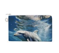 AQRJLPM Cute Dolphins Wallet Canvas Slim Lightweight Wallets Durable Zippered Card Holder for Men Women
