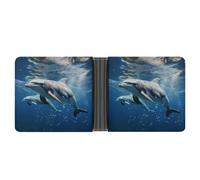 AQRJLPM Cute Dolphins Wallet with Money Clip Leather Bifold Wallet Slim Credit Card Holder Gift for Men