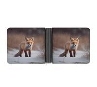 AQRJLPM Cute Fox Wallet with Money Clip Leather Bifold Wallet Slim Credit Card Holder Gift for Men