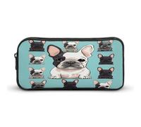 AQRJLPM Cute French Bulldog Pencil Pouch Big Capacity Simple Marker Pouch Portable Aesthetic Zipper Pencil Case