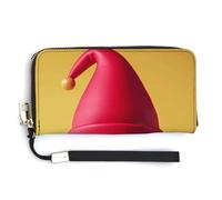 AQRJLPM Cute Gnome Hat Wallet Leather Zipper Around Clutch Wallet Large Capacity Purse with Wristlet Strap, white, 20.0*10.5cm, Wallet
