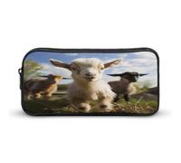 AQRJLPM Cute Goat Pencil Pouch Big Capacity Simple Marker Pouch Portable Aesthetic Zipper Pencil Case
