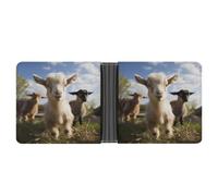 AQRJLPM Cute Goat Wallet with Money Clip Leather Bifold Wallet Slim Credit Card Holder Gift for Men