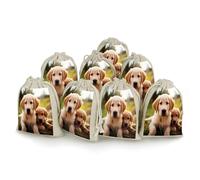 AQRJLPM Cute Golden Retriever Puppy Drawstring Pouches Reusable Burlap Soft Sachet Bag Multipurpose Cotton Small Jewelry Pouch for Party Wedding Storage Home Supplies (8 Pcs)