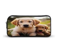 AQRJLPM Cute Golden Retriever Puppy Pencil Pouch Big Capacity Simple Marker Pouch Portable Aesthetic Zipper Pencil Case