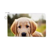 AQRJLPM Cute Golden Retriever Puppy Wallet Canvas Slim Lightweight Wallets Durable Zippered Card Holder for Men Women