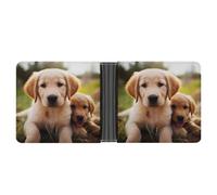AQRJLPM Cute Golden Retriever Puppy Wallet with Money Clip Leather Bifold Wallet Slim Credit Card Holder Gift for Men