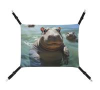 AQRJLPM Cute Hippos Pet Hammock with Adjustable Straps and Metal Hooks Hanging Bed Soft Breathable Sleeping Hammock for Cats,Puppy,Rabbits,Small Animals