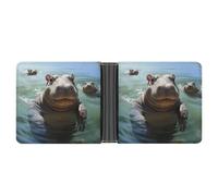 AQRJLPM Cute Hippos Wallet with Money Clip Leather Bifold Wallet Slim Credit Card Holder Gift for Men