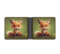 AQRJLPM Cute Little Fox Wallet with Money Clip Leather Bifold Wallet Slim Credit Card Holder Gift for Men