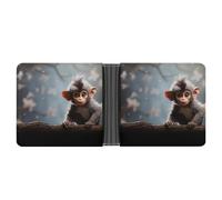 AQRJLPM Cute Monkey Wallet with Money Clip Leather Bifold Wallet Slim Credit Card Holder Gift for Men