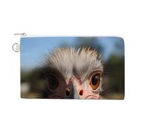 AQRJLPM Cute Ostrich Wallet Canvas Slim Lightweight Wallets Durable Zippered Card Holder for Men Women