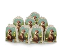 AQRJLPM Cute Otter Drawstring Pouches Reusable Burlap Soft Sachet Bag Multipurpose Cotton Small Jewelry Pouch for Party Wedding Storage Home Supplies (8 Pcs)