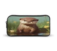 AQRJLPM Cute Otter Pencil Pouch Big Capacity Simple Marker Pouch Portable Aesthetic Zipper Pencil Case