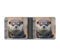 AQRJLPM Cute Otter Wallet with Money Clip Leather Bifold Wallet Slim Credit Card Holder Gift for Men