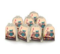 AQRJLPM Cute Owls Drawstring Pouches Reusable Burlap Soft Sachet Bag Multipurpose Cotton Small Jewelry Pouch for Party Wedding Storage Home Supplies (8 Pcs)