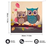 AQRJLPM Cute Owls Hand Towels Sweat Absorbing Handkerchiefs Quick Dry Sweat Rags Super Soft Face Washcloth for Bath Hand Face Gym and Spa 11.8x11.8 Inch