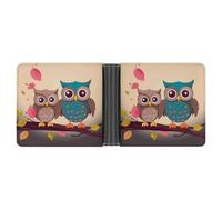 AQRJLPM Cute Owls Wallet with Money Clip Leather Bifold Wallet Slim Credit Card Holder Gift for Men