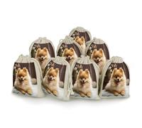 AQRJLPM Cute Pomeranian Dog Drawstring Pouches Reusable Burlap Soft Sachet Bag Multipurpose Cotton Small Jewelry Pouch for Party Wedding Storage Home Supplies (8 Pcs)