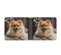 AQRJLPM Cute Pomeranian Dog Wallet with Money Clip Leather Bifold Wallet Slim Credit Card Holder Gift for Men