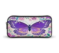 AQRJLPM Cute Purple Butterfly Pencil Pouch Big Capacity Simple Marker Pouch Portable Aesthetic Zipper Pencil Case