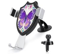 AQRJLPM Cute Purple Butterfly Phone Holder Car Hands-Free Mount Holders for Dashboard Windshield Vent Metal Hook Clip Cell Phone Mount for All Smartphones & Car Models