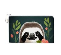 AQRJLPM Cute Sloth Wallet Canvas Slim Lightweight Wallets Durable Zippered Card Holder for Men Women