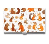 AQRJLPM Cute Squirrels Business Card Holder Business Card Case Pocket Card Holders Metal Slim Name Card Holder Professional Multi Wallet Credit Card ID Case for Men Women, silver, One Size